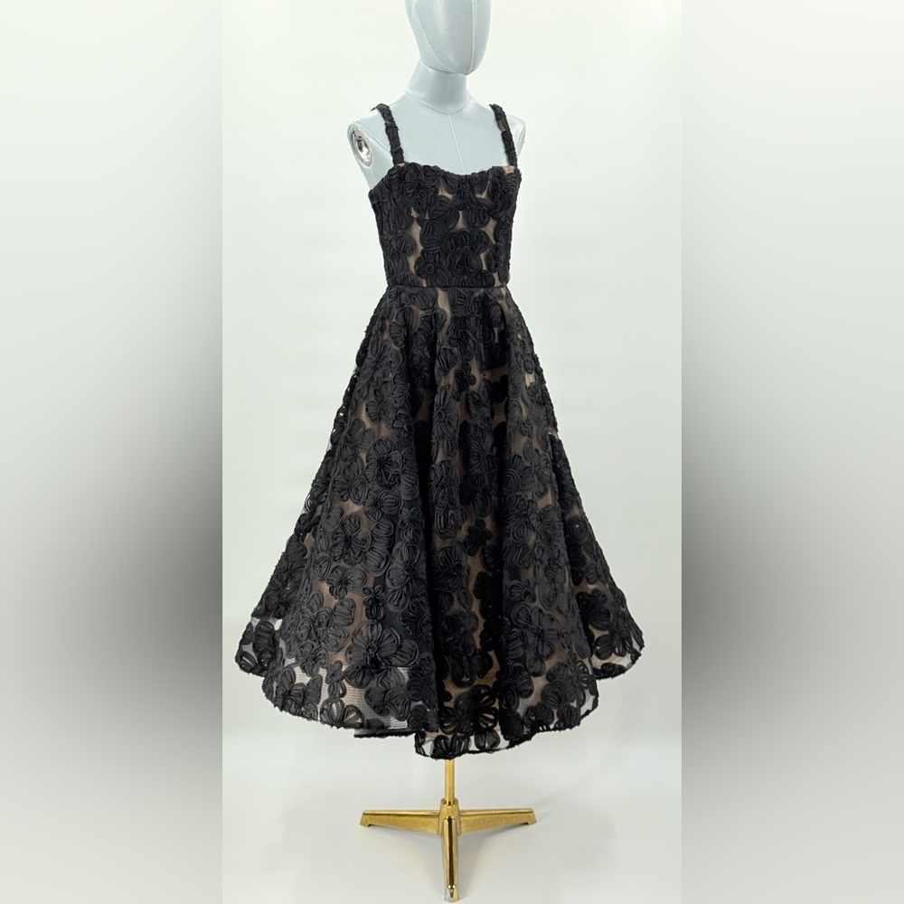 🆕 BRONX & BANCO 🧿 NWOT Sabrina Midi Dress, Black Floral - Sz S / US 4 - Picture 6 of 17